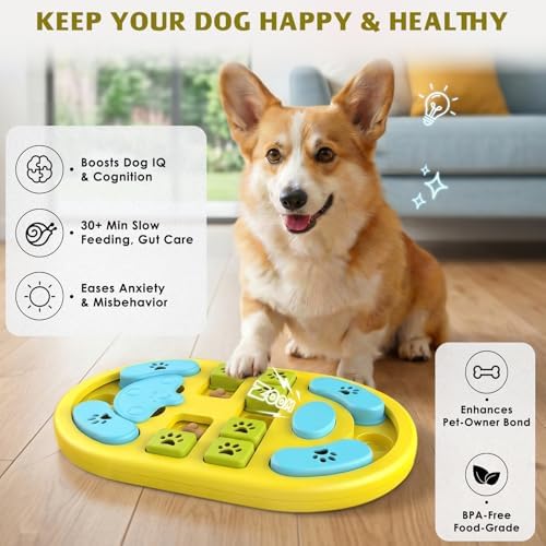 Dog Puzzle Toy, Interactive Treat Dispensing Toys, Yellow - Image 2