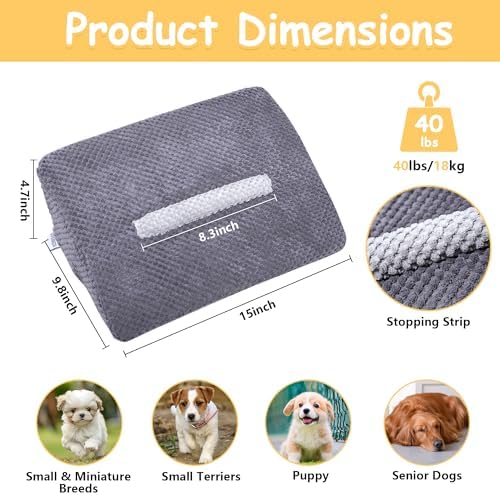 3 Pack Dog Ramp for Stairs with Contrast Color Anti-Slip Strip – Stair Wedges for Small & Senior Dogs and Cats, Gentle Slope Pet Steps with Washable Cover & Self-Sticky Pads - Image 2