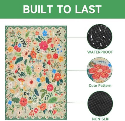 Cat Litter Mat, 35" x 23" Litter Box mat, Upgrade Non-Slip Kitty Litter mat, Traps 100% Litter, Soft on Kitty Paws, Easy Clean for Scatter Control, Bohe cat Food mat, Urine Waterproof - Image 4