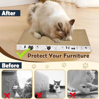 3 Pack Cardboard Cat Scratcher Refill Cat Scratch Pad Durable Cat Scratchers for Indoor Cats Kitten 16.5 x 8 x1 Inch Reversible Cat Scratching Board to Protect The Furniture (Lovely Pets) - Image 4