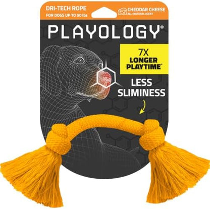 Playology Tug Rope Dog Toys for Medium Dogs - Medium, Cheddar Cheese Scent by Playology