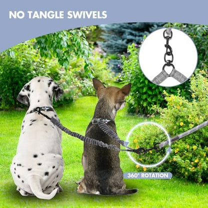 BAOBOTE Pet Double Dog Leash, Shock Absorbing Reflective Bungee Lead - Image 2
