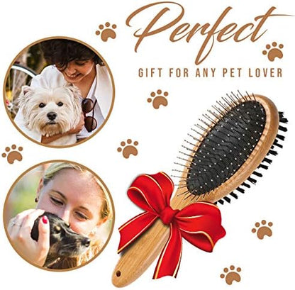 KylePet Dog Brush, Double Sided Pet Slicker Brush with Bamboo Handle for Dogs and Cats Long Hair Pets Grooming Comb for Removing Shedding, Tangles and Dead Undercoat - Image 2