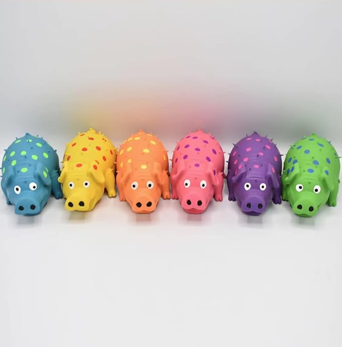 Squeaky Pig Dog Toys, 2 Pack Grunting Pig Dog Toy That Oinks Grunts for Small Medium Large Dogs, Grunting Pig Sound Play Dog Toy(Green,Orange)