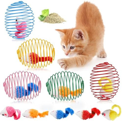Jecery 5 Pcs Cat Toys Spring,Catnip Rats,Bright Color by Jecery