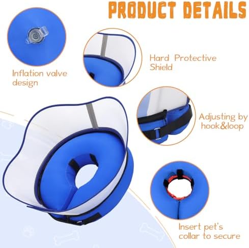 Elevated Inflatable Dog Cone Collar Alternative After Surgery, Dog Donut Collar, Soft Pet Cone to Stop Licking for Small Medium Large Dogs - Image 7