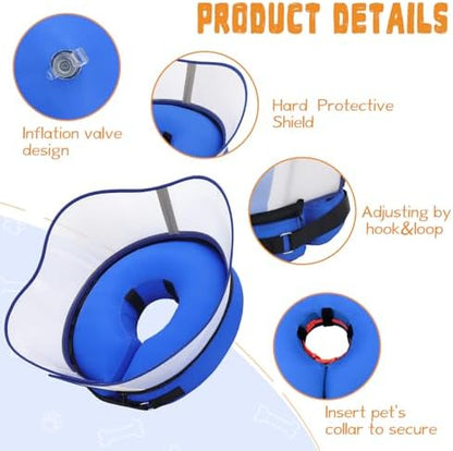 Elevated Inflatable Dog Cone Collar Alternative After Surgery, Dog Donut Collar, Soft Pet Cone to Stop Licking for Small Medium Large Dogs - Image 7