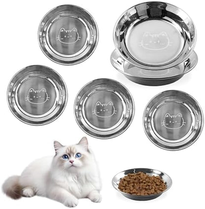6Pcs Stainless Steel Cat Bowls, Cat Food Bowls, Cat Dishes Whisker Friendly by Unknown