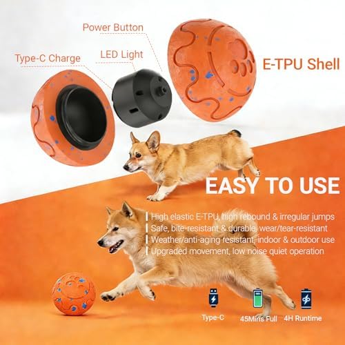 Interactive Dog Ball- Remote Control Dog Toy, Chase Buddy Dog Toy with 3 Modes, Large Size Motion Activated Dog Toys, E-TPU Durable Smart Ball for Dogs, Giggle Ball for Small Medium & Large Dogs - Image 6