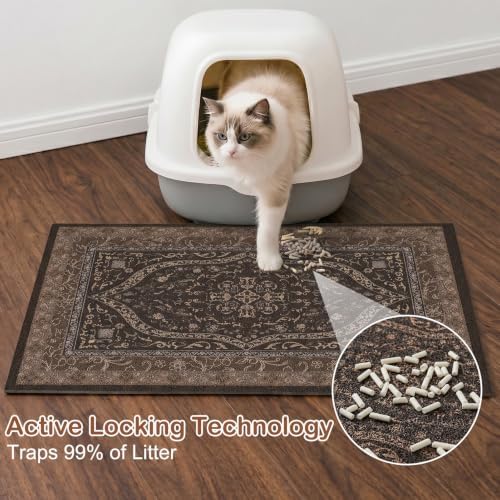 Glittme Cat Litter Mat, 24"x15" Non-Slip Washable Trapping Mat for Cats - Image 2