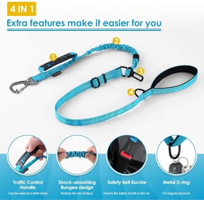 AUBELL Tactical Dog Leash Heavy Duty,4-6ft No Pull Bungee Leash,Blue - Image 4