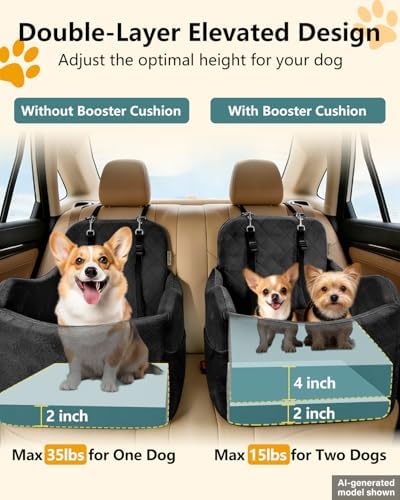 Dog Car Seats for Small Dogs Up to 35 lbs, Machine Washable Puppy Car Seat - Image 4