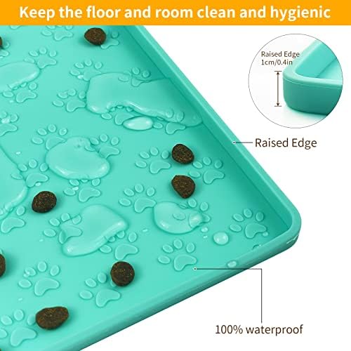Ptlom Pet Placemat for Dog and Cat, Mat for Prevent Food and Water Overflow, Suitable for Small, Medium and Big Pet 18" 12", Light Green - Image 6