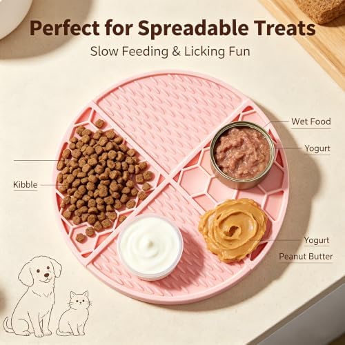 61-Suction Lick Mat for Dogs Cats, Pink 7.87" BPA-Free Silicone - Image 4