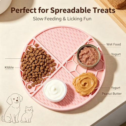 61-Suction Lick Mat for Dogs Cats, Pink 7.87" BPA-Free Silicone - Image 4