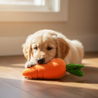 Crinkle Dog Toy for Small, Medium, and Large Breeds, Cute Carrot with Soft Squeaker, Carrot Shape Pet Plush Toy with Sound, Bite-Resistant Soft Comfortable Dog Toys
