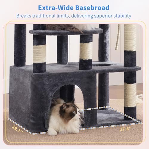 Heybly Cat Tree, 71-Inch Tall Cat Tower for Large Maine Coon Cats HCT037G - Image 5