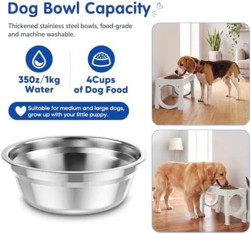 XIAZ Elevated Dog Bowls Large Breed Raised Dogs Bowl Stand Large/Medium Sized Dog Slow Feeder Dogs Bowls Food Water Stands 5 Heights Adjustable 9/11/12/14in Pet Feeder Dish Station - Image 6