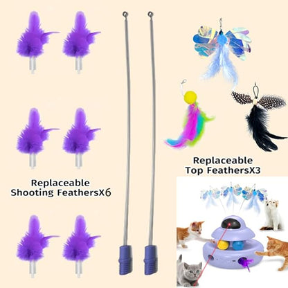9 Pcs Soft Feathers Replacement Accessories, Interactive Toys for Indoor Cats,ONLY Fits Cat Toys, NOT fits for Other Brand