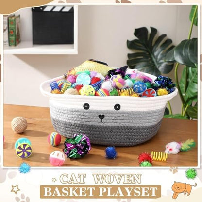 Zopeal 58 Pcs Cat Toy Set with Storage Basket Indoor, Multicolor, 12 Inch - Image 4