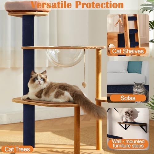 Cat Scratch Furniture Protector - 158" x 15.8" Trimmable Self-Adhesive Cats Claws Scratch Pads, DIY Cat Climbing Couch Protector for Scratch Post Cat Tree Replacement Indoor (Dark Blue) - Image 6