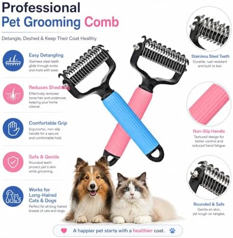 Dog Dematting Tool – Matt Splitters for Dogs, Cats, Rabbits, Long Haired Breed Pets – Effective Pet Dematting, Mat Remover, De-Matting Comb, or Dematter - Image 2