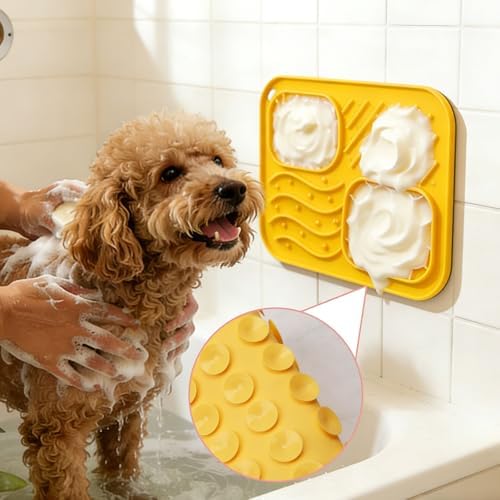 Lick Mat for Cat & Puppy, Premium Silicone Slow‑Feeder Bowl, BPA‑Free, Food‑Grade, Suction‑Cup Design for Dry & Wet Food – Anxiety & Boredom Relief, Dishwasher & Freezer Safe, Yellow - Image 3