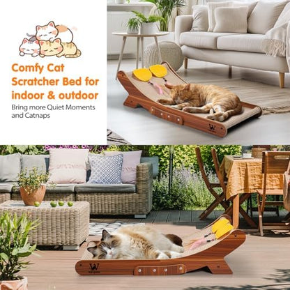 Sisal Cat Scratcher Bed, Natural Solid Wood Scratch Lounger, No Mess Scratching Chair Couch for Indoor Cats, 26 Inch Cat Scartching Pad, 3 in 1 Scratching Board, Furniture Protector - Image 7