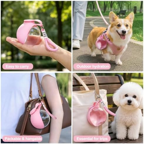 Spherical Portable Dog Water Bottle - Leak-Proof Travel Water Bowl for Pets, BPA-Free Plastic & Food-Grade Stainless Steel, Lightweight for Walking, Hiking, Outdoor (Transparent - Plastic) - Image 6