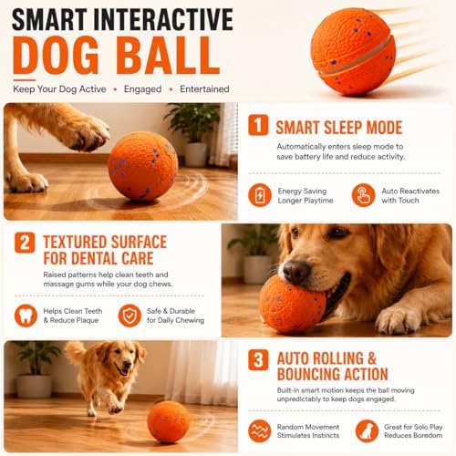 Automatic Interactive Dog Ball, Self-Moving Rechargeable Toy, 2 Modes - Image 6