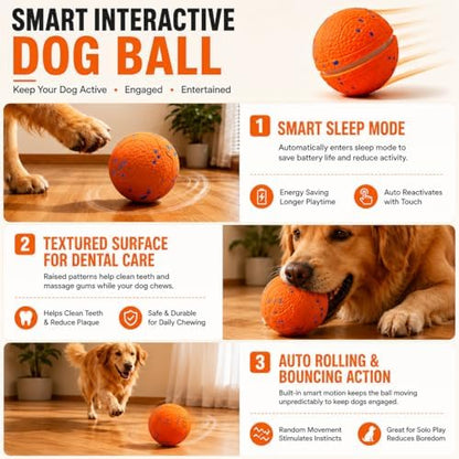Automatic Interactive Dog Ball, Self-Moving Rechargeable Toy, 2 Modes - Image 6