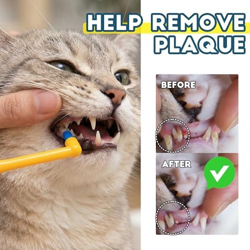 Cat Toothbrush Tuft Head, Small Dog & Puppy Tooth Brushing Kit, Mini Head Teeth Brush for Kitten & Tiny Pet, Doggy Toothbrushes Deep Dental Cleaning, 2 PCS - Orange - Image 2