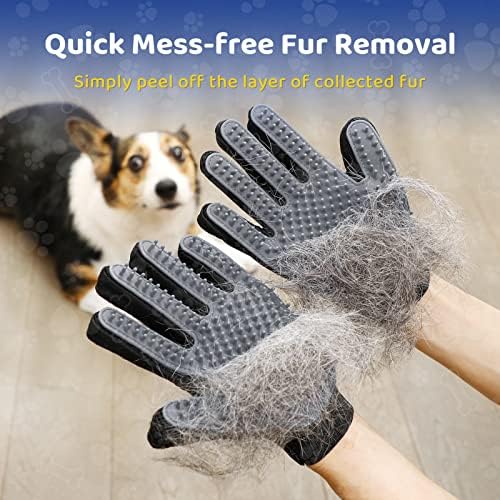 Pet Hair Removal Glove with 255 Silicone Tips for Dogs & Cats, 1 Pair Gray - Image 3