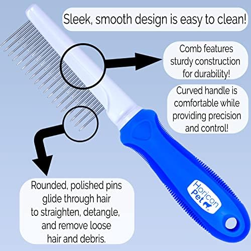 Detangling Dog Comb with Long & Short Stainless Steel Metal Teeth - Dogs, Cats & Small Animals for Removing Matted Fur, Knots & Tangles - Image 4
