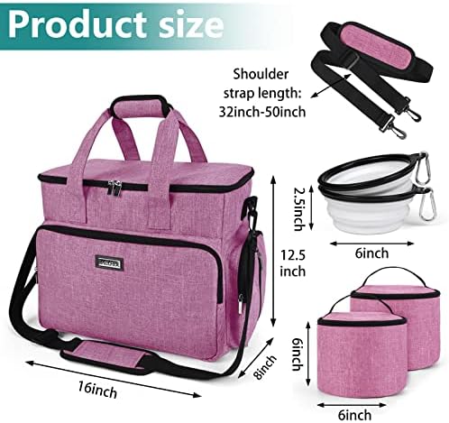 BAGLHER Dog Travel Bag, Pet Travel Bag (ALL Pet Travel Supplies), With 2 Pet Food Containers and 2 Collapsible Silicone Bowls; Essential Kits for Pet Travel Pink - Image 3