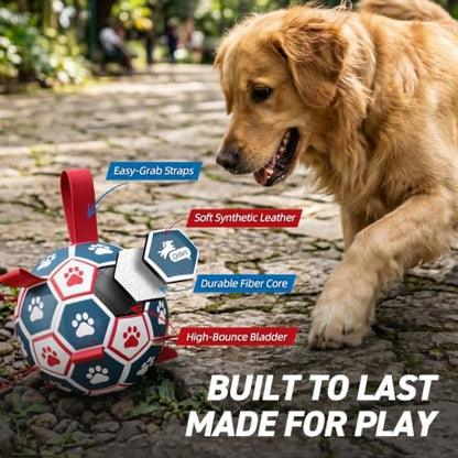 QDAN Dog Toys Soccer Ball with Straps：Durable Balls for Large Dogs, Outdoor Dog Toys, Puppy Birthday Gifts (7 Inch) - Image 6