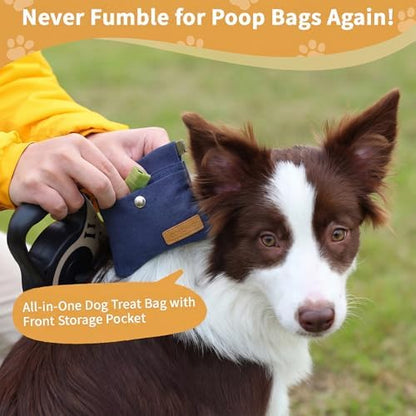 Dog Treat Pouch for Pet Training, Carabiner & Magnetic Buckle, Navy - Image 4