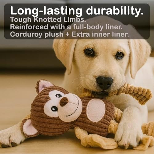 Jalousie Plush Toys Assortment Value Bundle Puppy Pet Mutt Squeak Toy for Medium Large Dogs (5 Pack Knotted) - Image 4