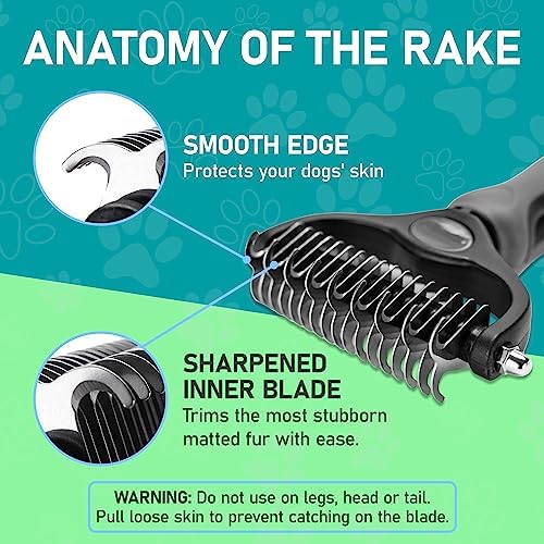Maxpower Planet Pet Grooming Brush - Double Sided Undercoat Rake for Dogs and Cats, Extra Wide, Reduce Shedding by 95%, Grey - Image 6
