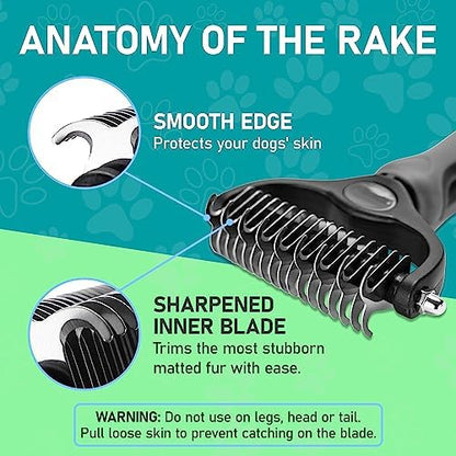 Maxpower Planet Pet Grooming Brush - Double Sided Undercoat Rake for Dogs and Cats, Extra Wide, Reduce Shedding by 95%, Grey - Image 6