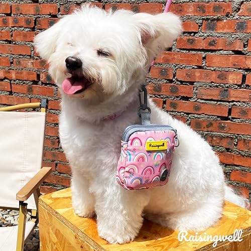 Raisingwell Dog Treat Pouch for Pet Walking and Training with Clicker Poop Bags Small Fanny Zipper Pack Holder for Puppy Snack Dispenser Kit for Leash and Outdoor Use (Rainbow) - Image 7
