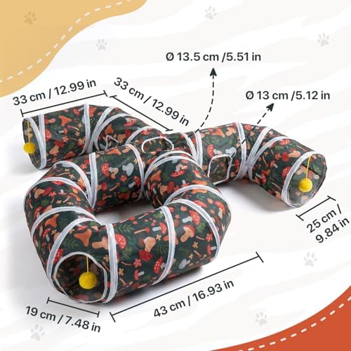Cat Tunnel for Indoor Entertainment, Tear-Resistant Cat Play Tube with Play Ball, Collapsible Pet Tube with Interactive Peephole, Ideal for Kittens Puppies Rabbits (Octopus-Shaped) - Image 2