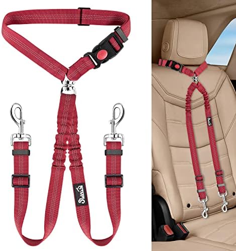 Lukovee Double Dog Car Seat Belt, No Tangle Headrest Restraint by Lukovee
