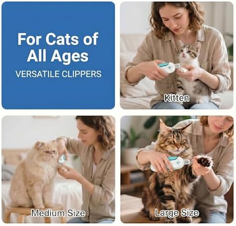 Cat Nail Clippers, Adjustable Hole Anti Over Cutting Trimmer with Hidden File & Anti-Splash Storage for Small Pets (Pink) - Image 2