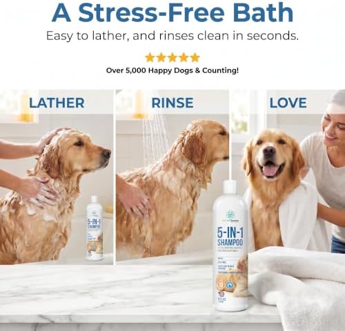 8 floz 5 in 1 Dog Shampoo for Itchy Skin - Sensitive Skin Dog Shampoo for Smelly Dogs - Dog Shampoos & Conditioners - Made in The USA - Image 5
