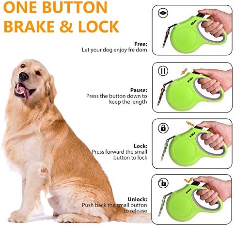 Fida Retractable Dog Leash with Dispenser and Poop Bags, 16 ft, Green - Image 4