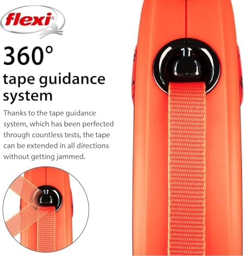 FLEXI® Xtreme Tape Retractable Dog Leash, Small, 16 ft - Orange/Black - Image 4