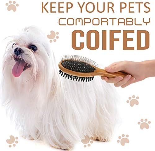 KylePet Dog Brush, Double Sided Pet Slicker Brush with Bamboo Handle for Dogs and Cats Long Hair Pets Grooming Comb for Removing Shedding, Tangles and Dead Undercoat - Image 6