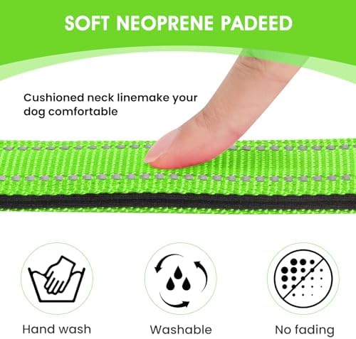 Reflective Dog Collar, Adjustable Nylon for Puppy, Green XS - Image 3