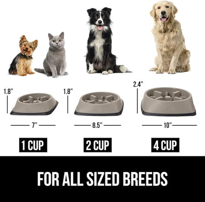 GORILLA GRIP Patented BPA Free Slow Feeder Dog Bowls, Interactive Puzzle Toy for Dogs and Cats Food Training Enrichment, Keeps Pets Busy and Prevents Puppy Overeating, All Breeds, 2 Cup, Beige